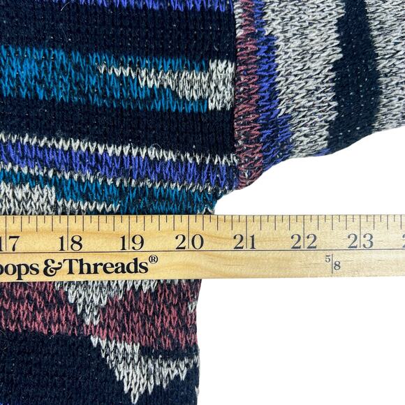 Vintage 90s Abstract Geometric Sweater M Seinfeld Style Coogi Era Statement Knit - Picture 7 of 8